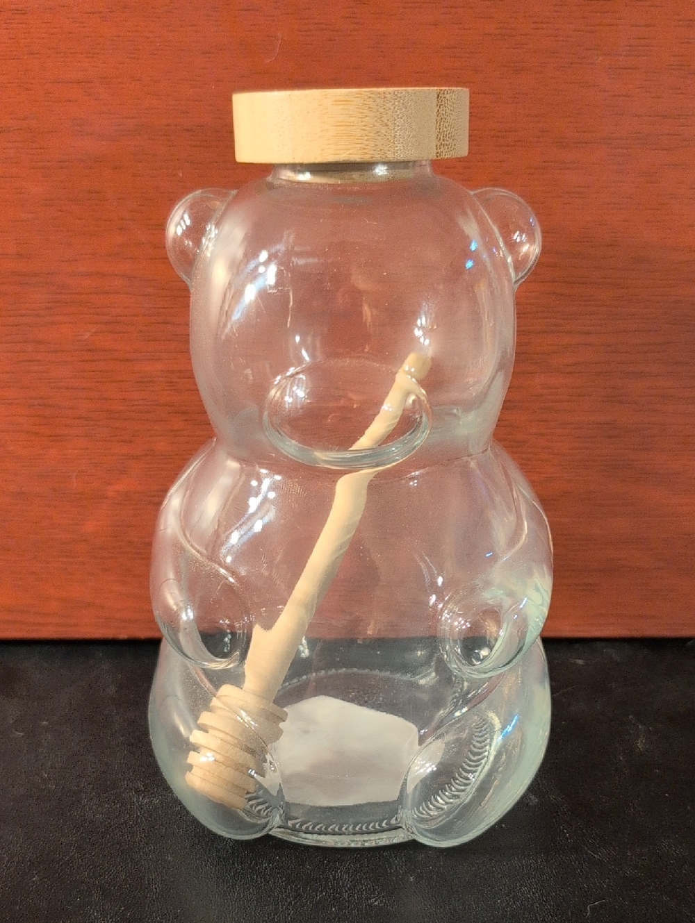Glass Bear Honey Jar With Honey Spoon